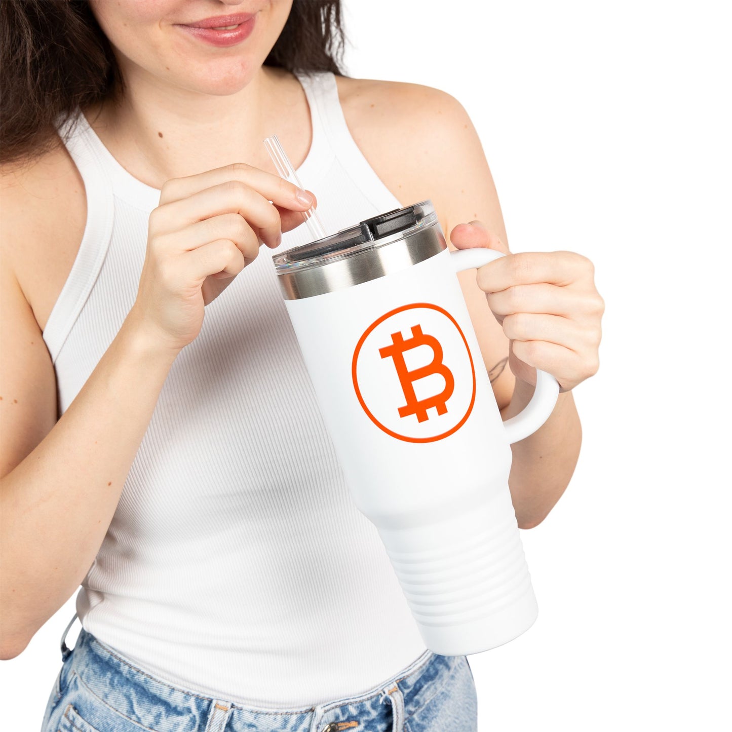Bitcoin B Insulated Travel Mug - Orange Habit Home - The Orange Habit
