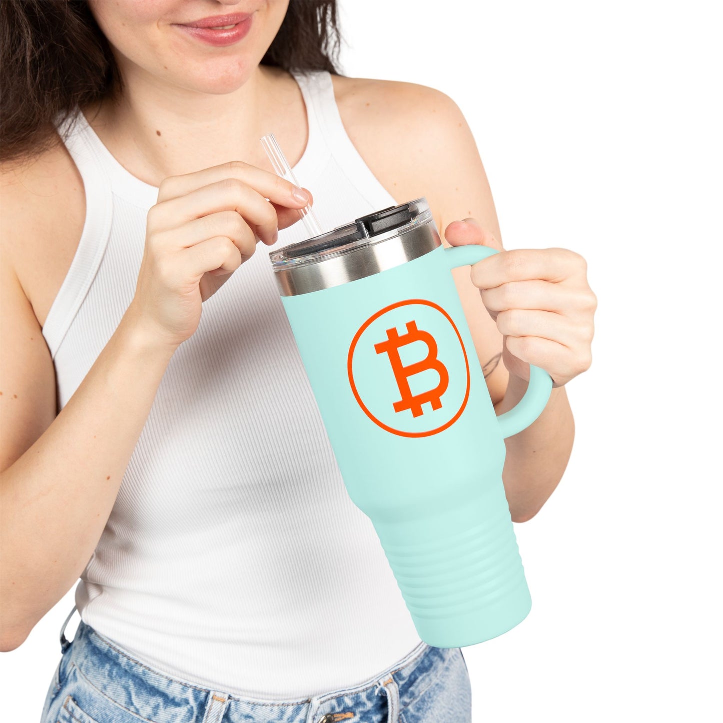 Bitcoin B Insulated Travel Mug - Orange Habit Home - The Orange Habit