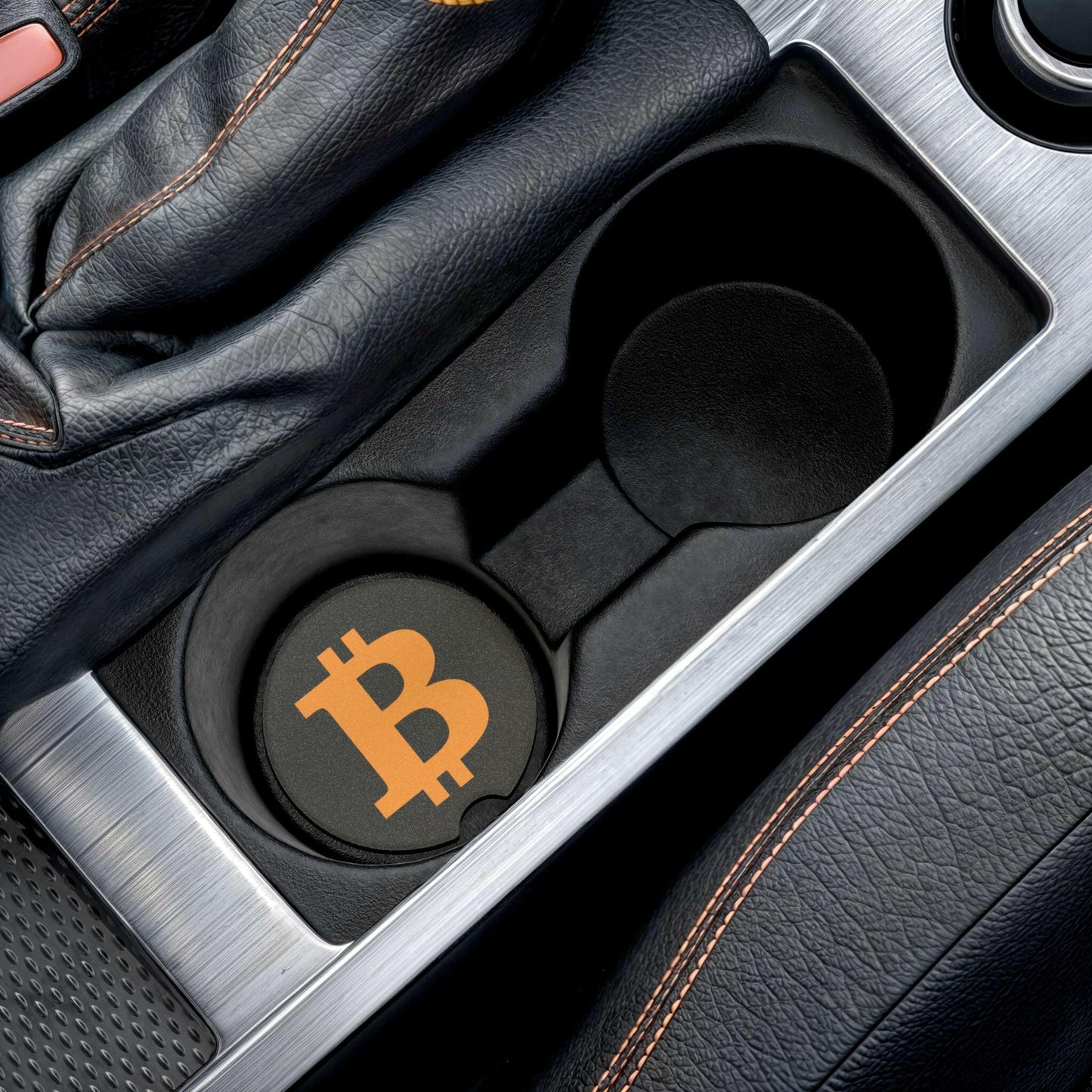 BITCOIN B / Soapstone Car Coaster - Orange Habit Home - The Orange Habit