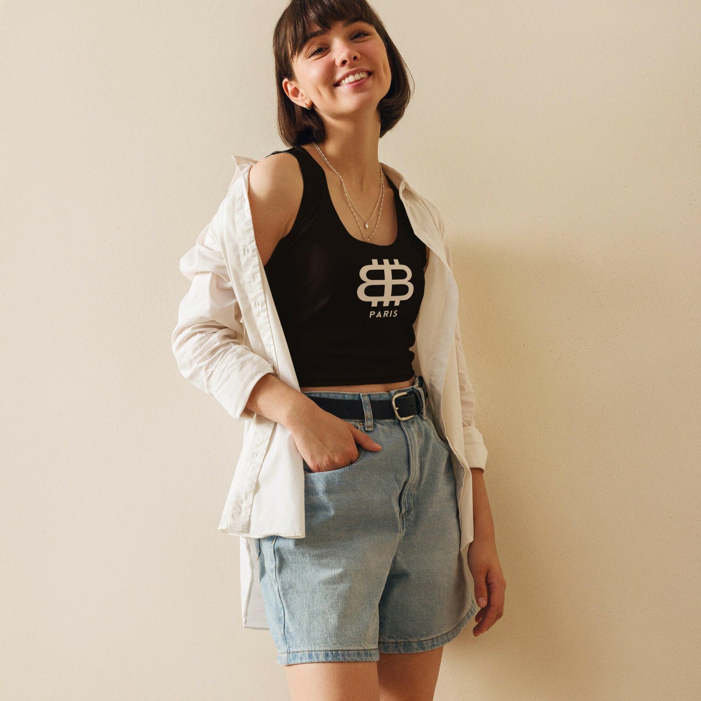BITCOIN PARIS - Black / Bitcoin Crop Top - Nikki Nakamoto - The Orange Habit