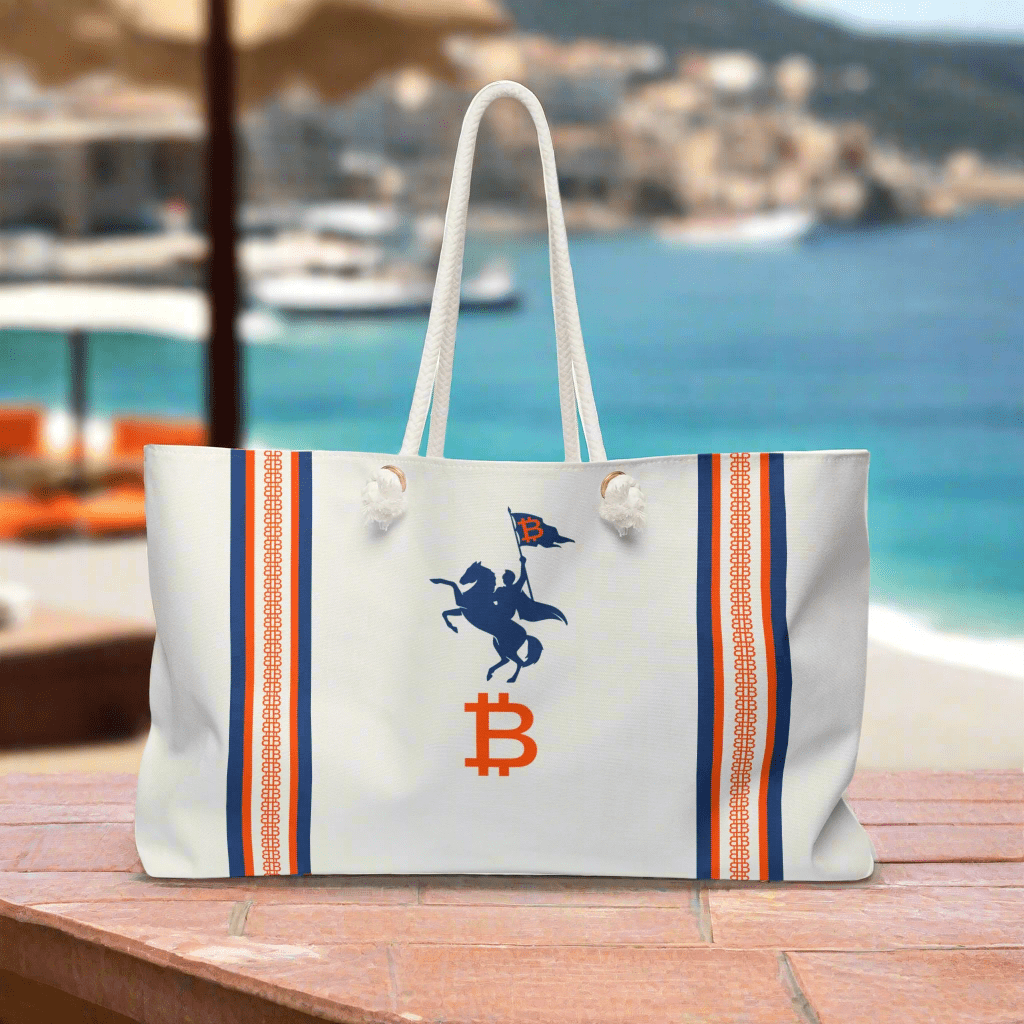 Soft Revolution / Bitcoin Weekender Bag - Nikki Nakamoto Bags - The Orange Habit