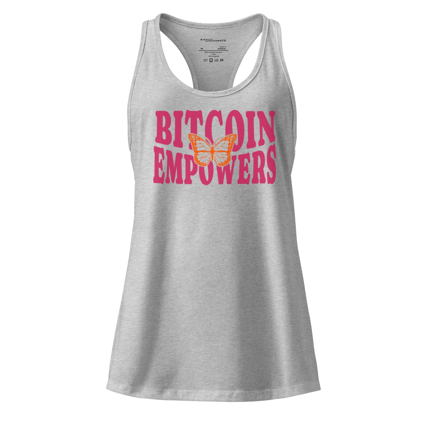 Bitcoin Empowers / Fitted Bitcoin Tank Top - Nikki Nakamoto - The Orange Habit