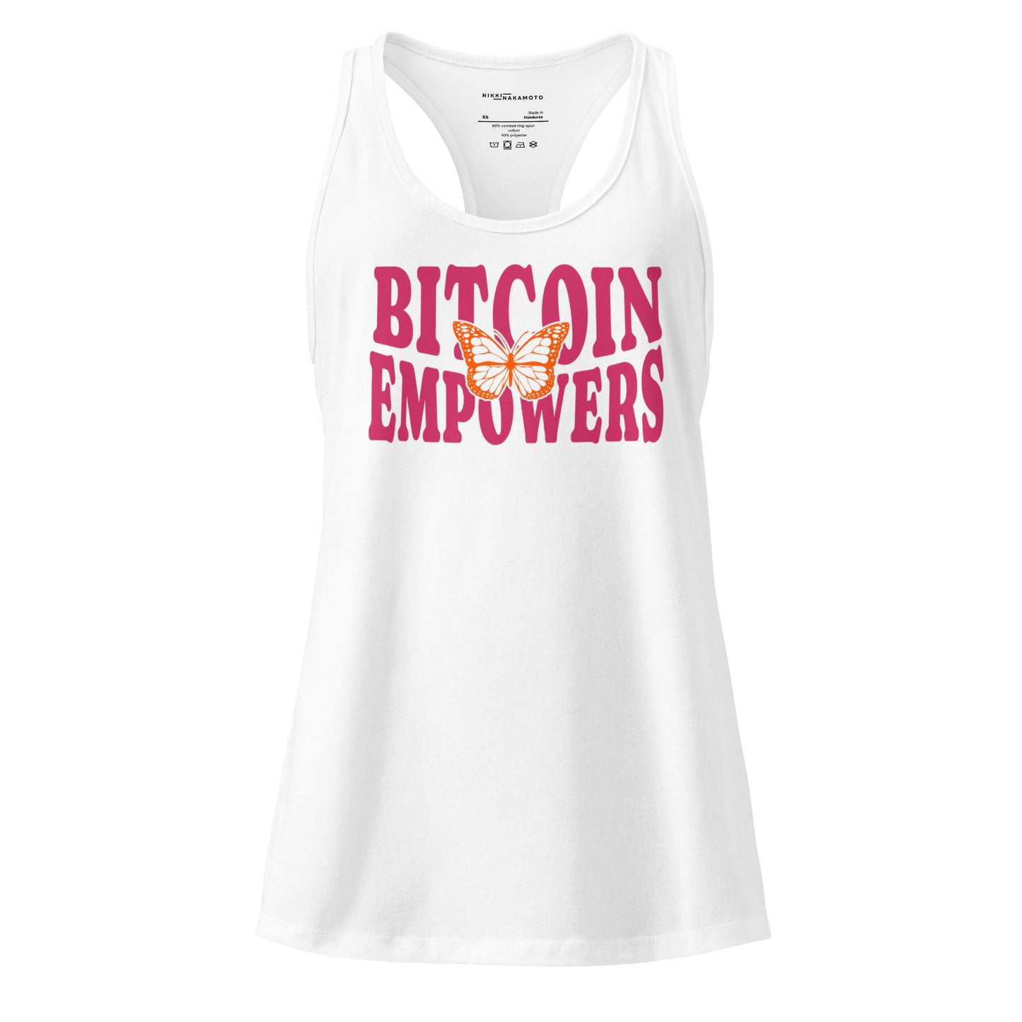 Bitcoin Empowers / Fitted Bitcoin Tank Top - Nikki Nakamoto - The Orange Habit