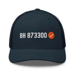 100K Verified BH Bitcoin Trucker Cap (navy) by The Orange Habit at SVRN Society