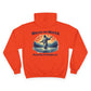 Orange Champion hoodie with text saying 'walks on water' - christian hoodie by praise society