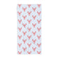 A rectangular Bitcoin towel with a repeating pattern of red lobsters, laid flat against a solid white background.