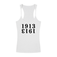 (White) Bitcoin tank top with black text '1913' on a white background
