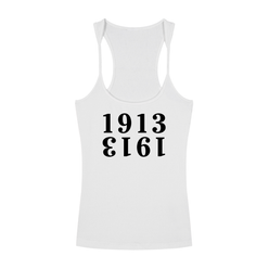 (White) Bitcoin tank top with black text '1913' on a white background