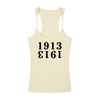 (apricot) 1913 tank top with black text on a white background