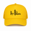 Yellow cap with 'Buy Bitcoin' text on a white background