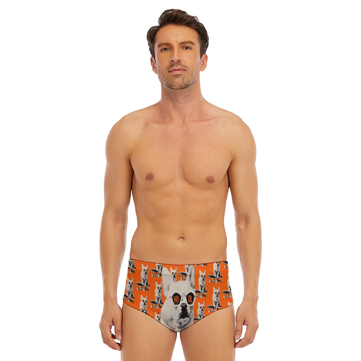 HODL Dog - Frenchie / Men's Bitcoin Swim Briefs - SVRN_T - The Orange Habit