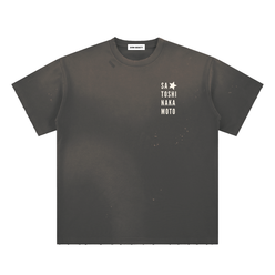 Nakamoto: Hand-Frayed Sunfade Paint Splatter T-Shirt