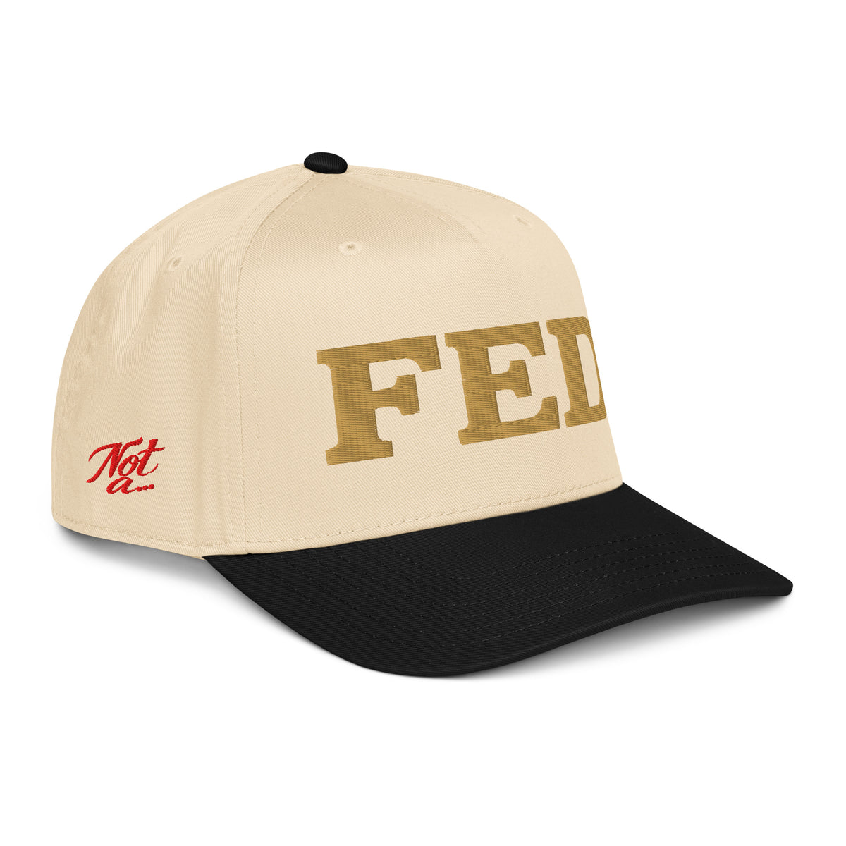 Not A FED 5 Panel Cap in black/natural, right front view