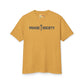 Yellow t-shirt with 'Praise Society' text on a white background