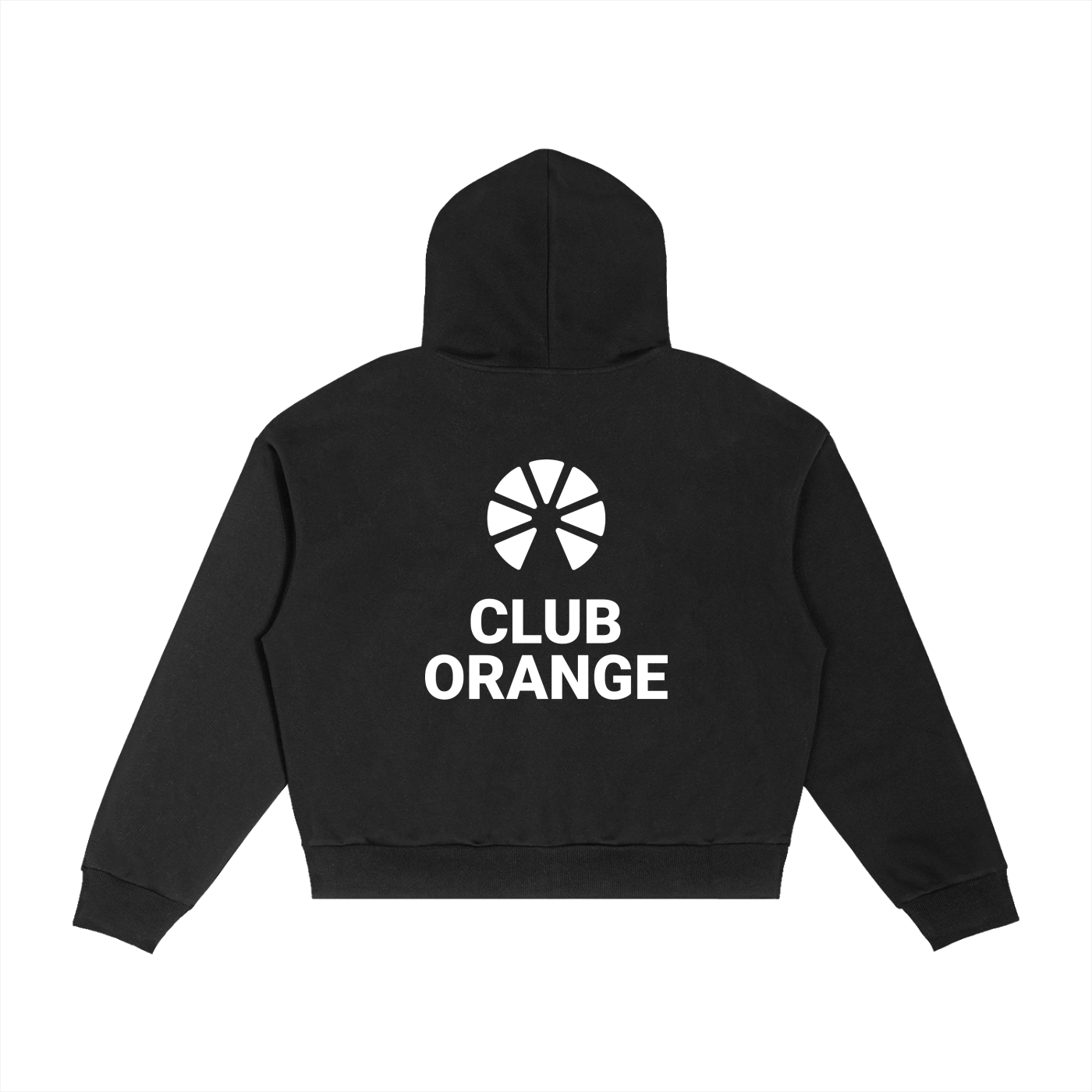 Club Orange: Sudadera con Capucha Cuadrada con Cremallera y Estampado a Cuadros en Contraste