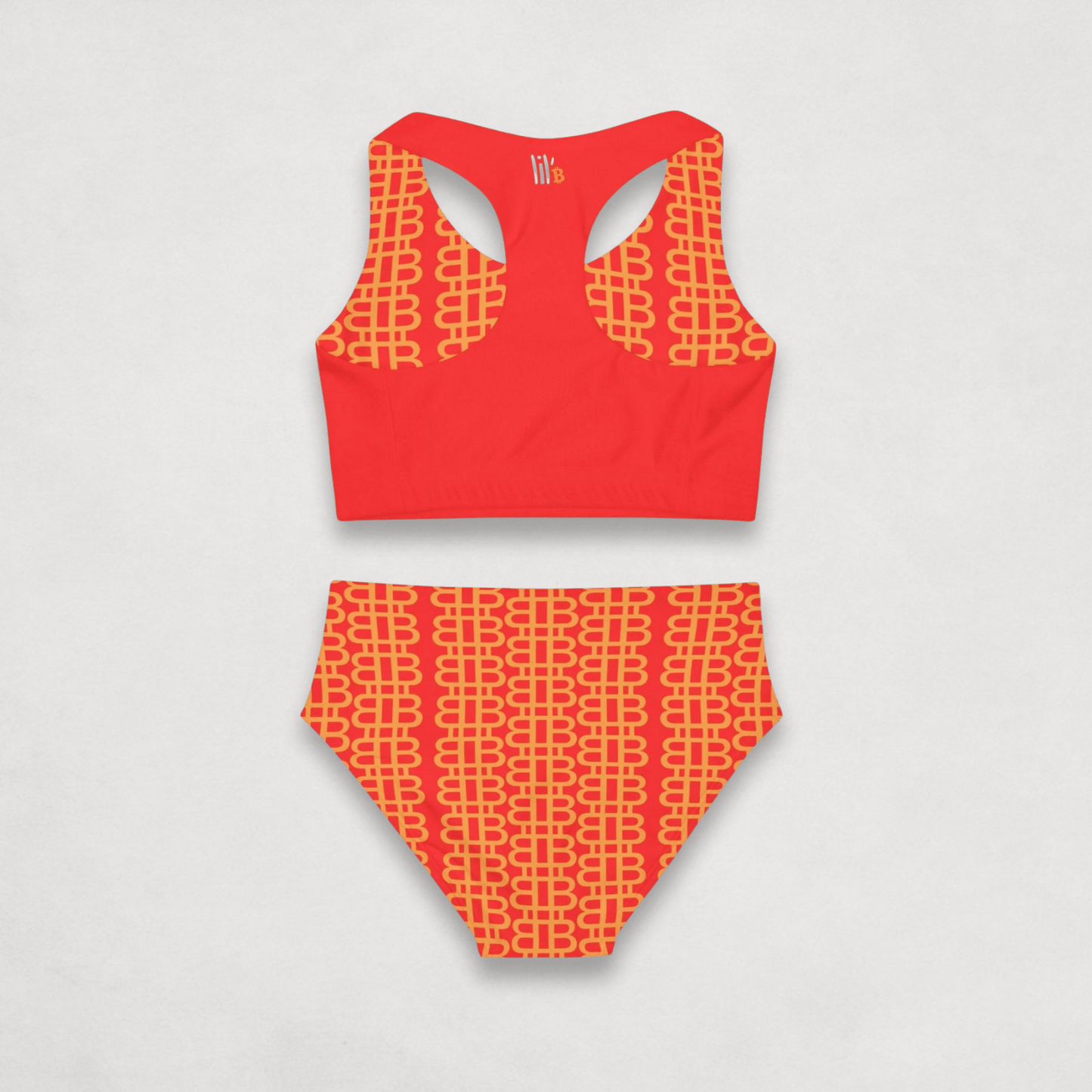 back of the Girls Bitcoin Paris Kids Bitcoin Swimsuit by lil'B