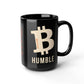 B Humble Black Bitcoin Mug with cream colored Bitcoin B and Blockheight - Bitcoin merch by Orange Habit Home - The Orange Habit