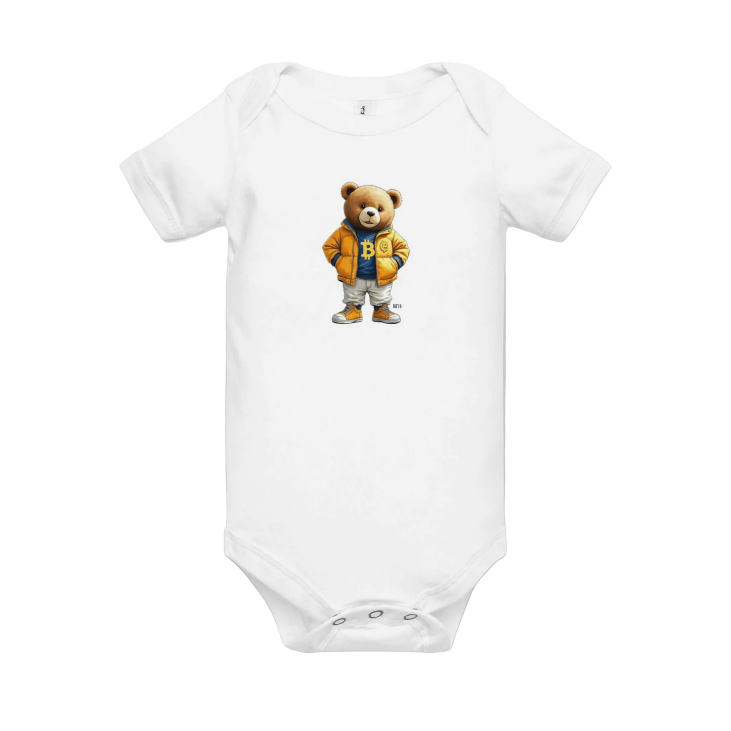 White Bitcoin Onesie for Infants from the BEARISH collection by lil'B