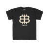 front view of the Bitcoin Paris Kids Tee in black by lil'B