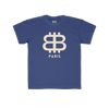 front view of the Bitcoin Paris Kids Tee in royal blue by lil'B
