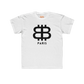 front view of the Bitcoin Paris Kids Tee in white by lil'B