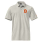 White Bitcoin 'B' polo shirt with a logo on a white background