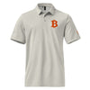 White Bitcoin 'B' polo shirt with a logo on a white background