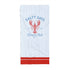 A bitcoin beach towel with a red lobster graphic and blue &