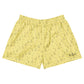 Yellow Bitcoin boxer shorts with a pattern on a white background