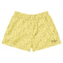 Yellow Bitcoin boxer shorts with a pattern on a white background