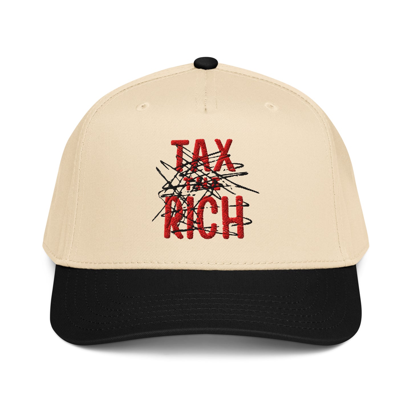 Black and natural colored Tax the rich Bitcoin hat by SVRN Society