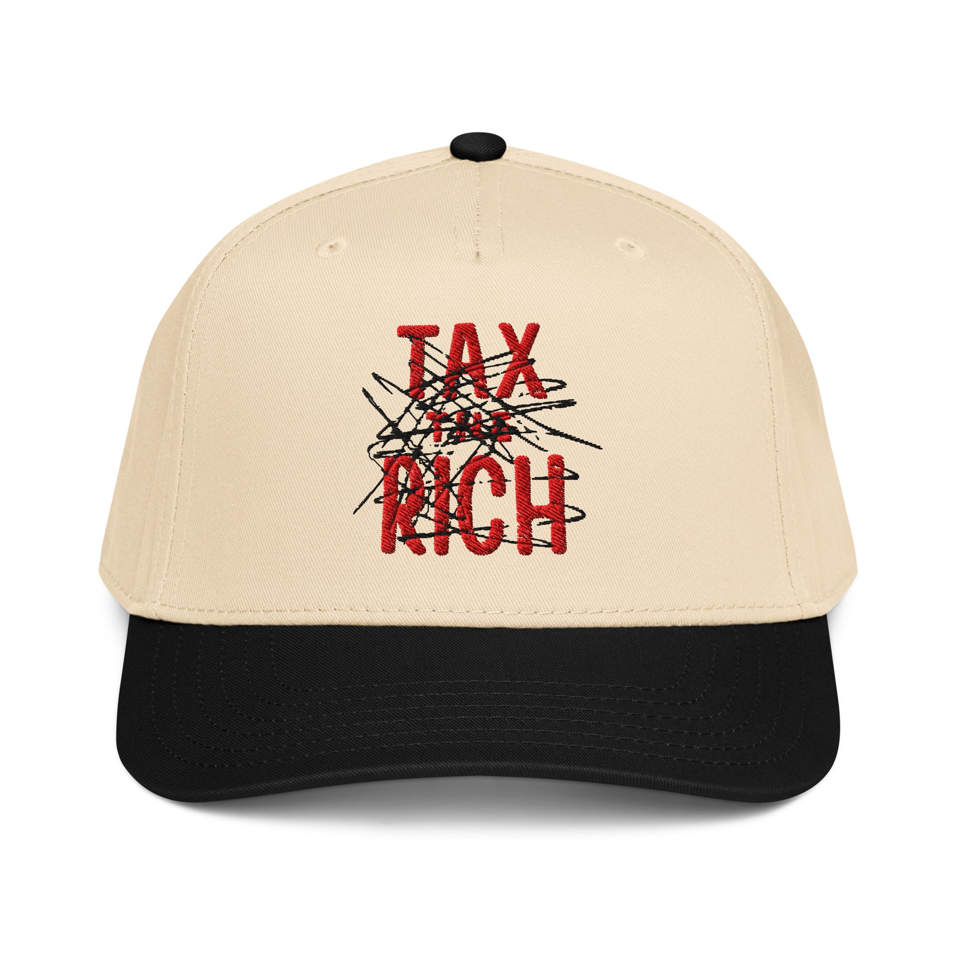 Black and natural colored Tax the rich Bitcoin hat by SVRN Society