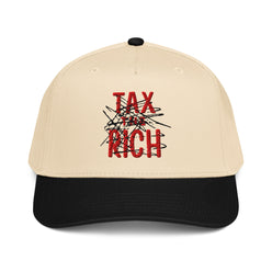 Black and natural colored Tax the rich Bitcoin hat by SVRN Society