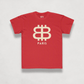 front view of the Bitcoin Paris red Kids Tee by lil'B