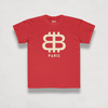 front view of the Bitcoin Paris red Kids Tee by lil'B