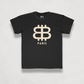 front view of the Bitcoin Paris Kids Tee in black by lil'B | The Orange Habit