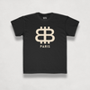 front view of the Bitcoin Paris Kids Tee in black by lil'B | The Orange Habit