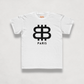 front view of the Bitcoin Paris Kids Tee in white by lil'B | The Orange Habit