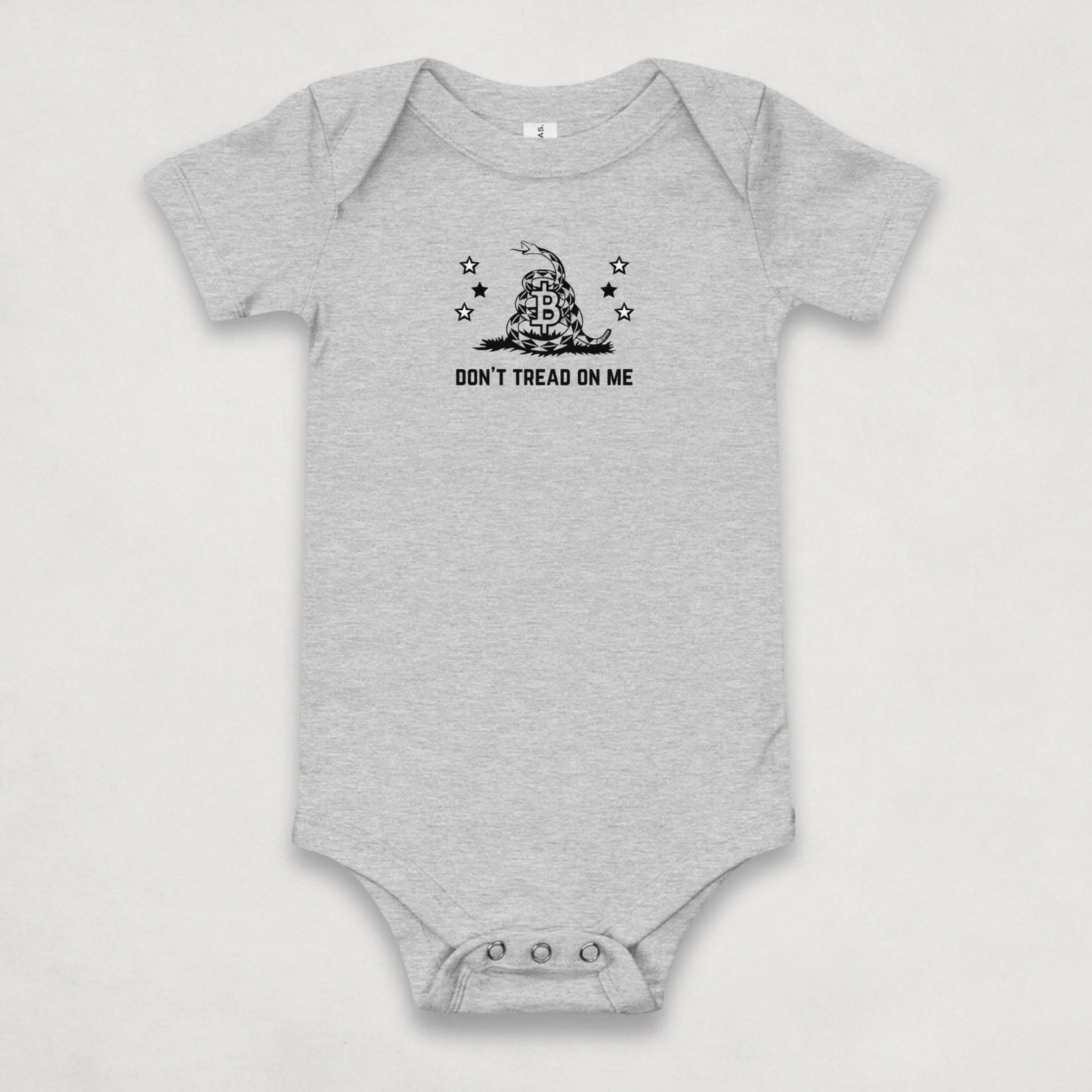 Heather Grey Don't Tread On Me Bitcoin Onesie for Infants by lil'B