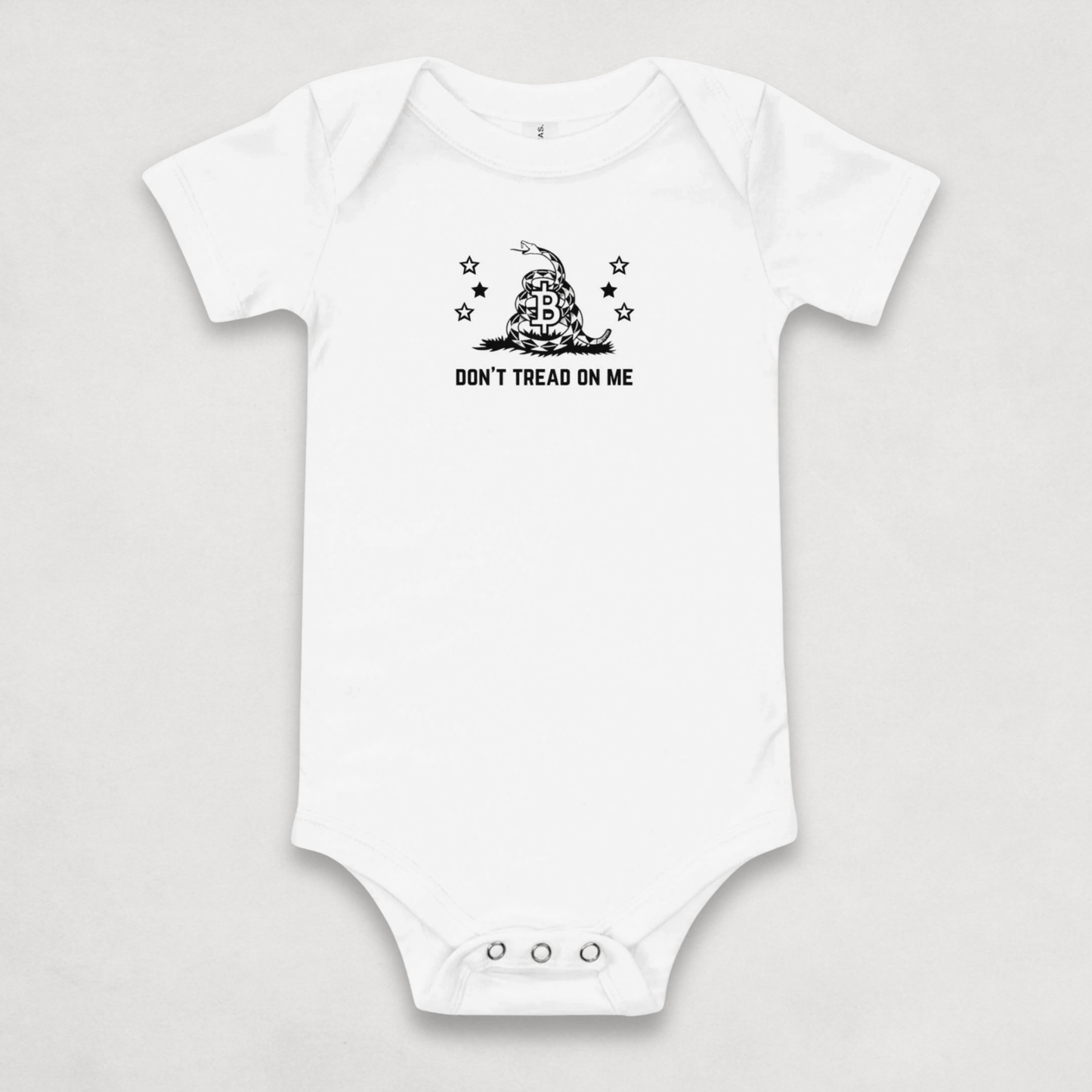 White Don't Tread On Me Bitcoin Onesie for Infants by lil'B