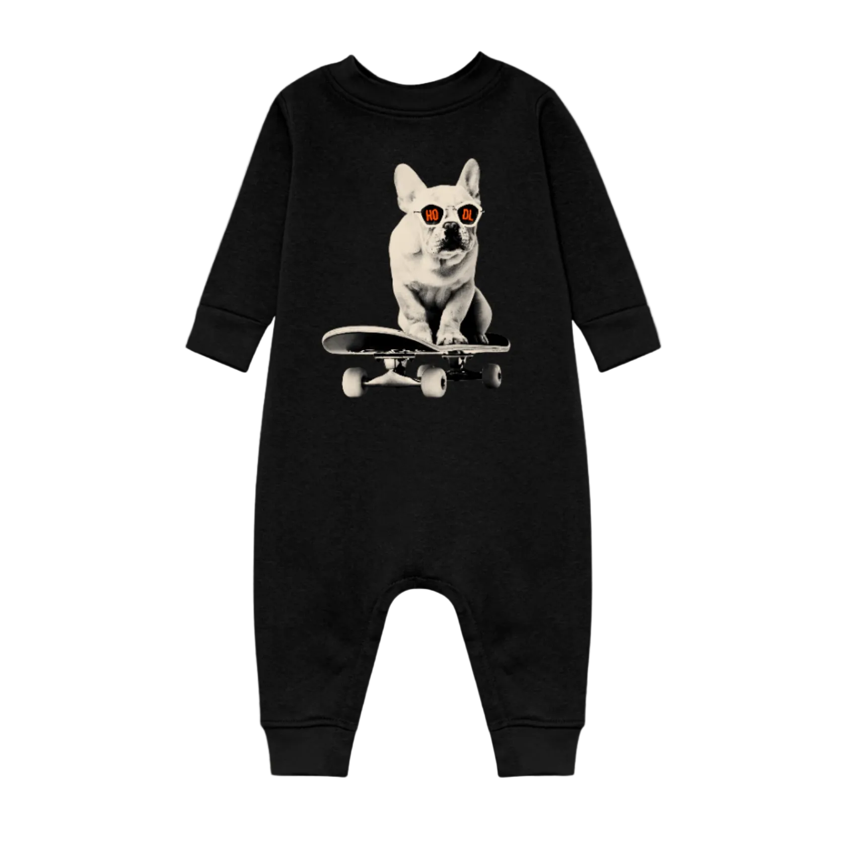 Black Bitcoin Bodysuit for Infants by the Hodl Dog Frenchie Collection by lil'B
