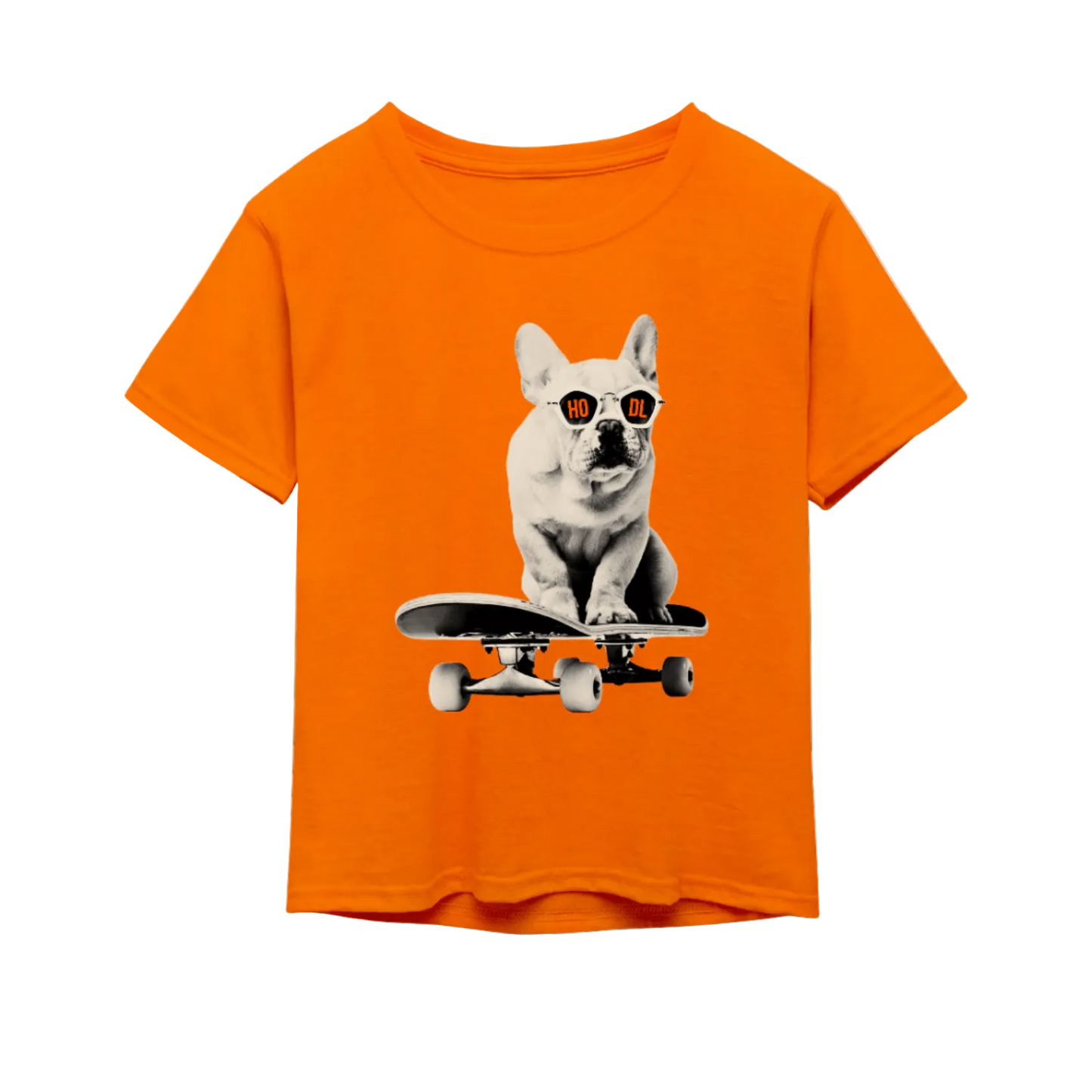 front of the HODL Dog Orange Kids Tee by lil'B