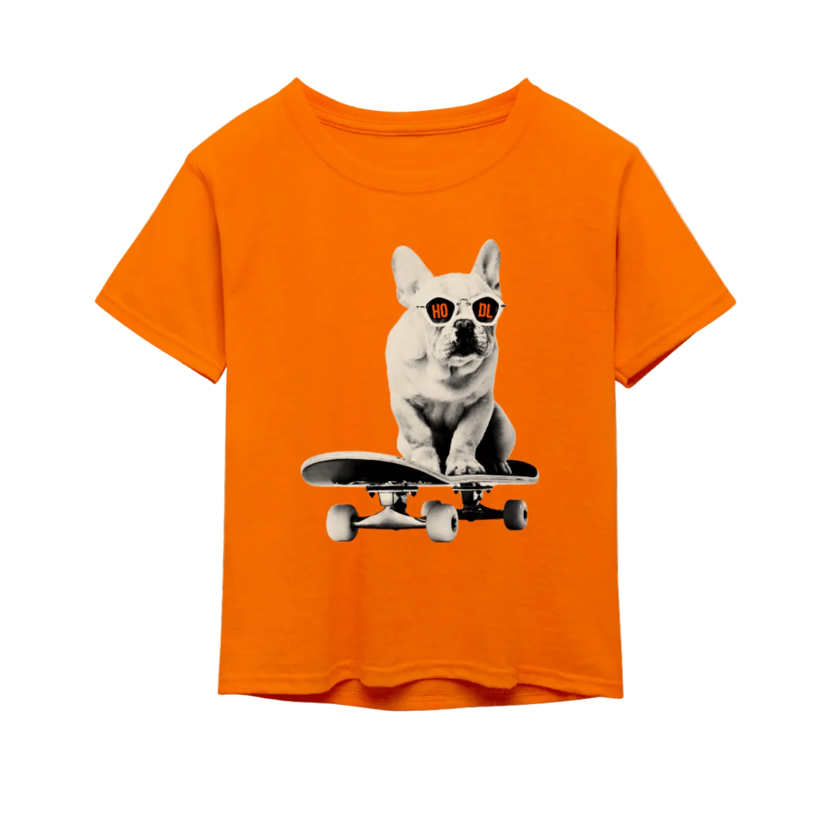 front of the HODL Dog Orange Kids Tee by lil'B