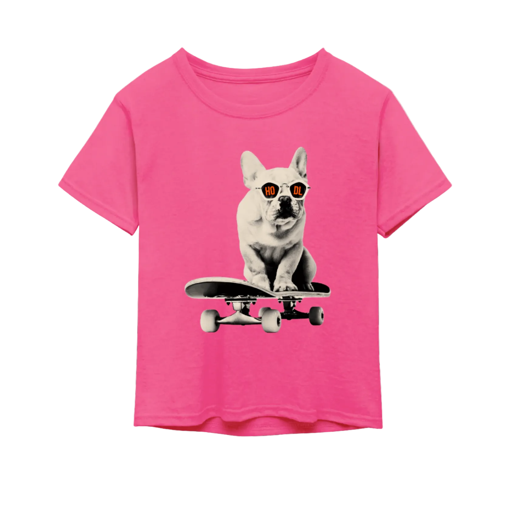front view of the HODL Dog Kids Tee in pink by lil'B