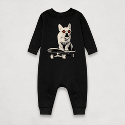 Black Bitcoin Bodysuit for Infants by the Hodl Dog Frenchie Collection by lil'B