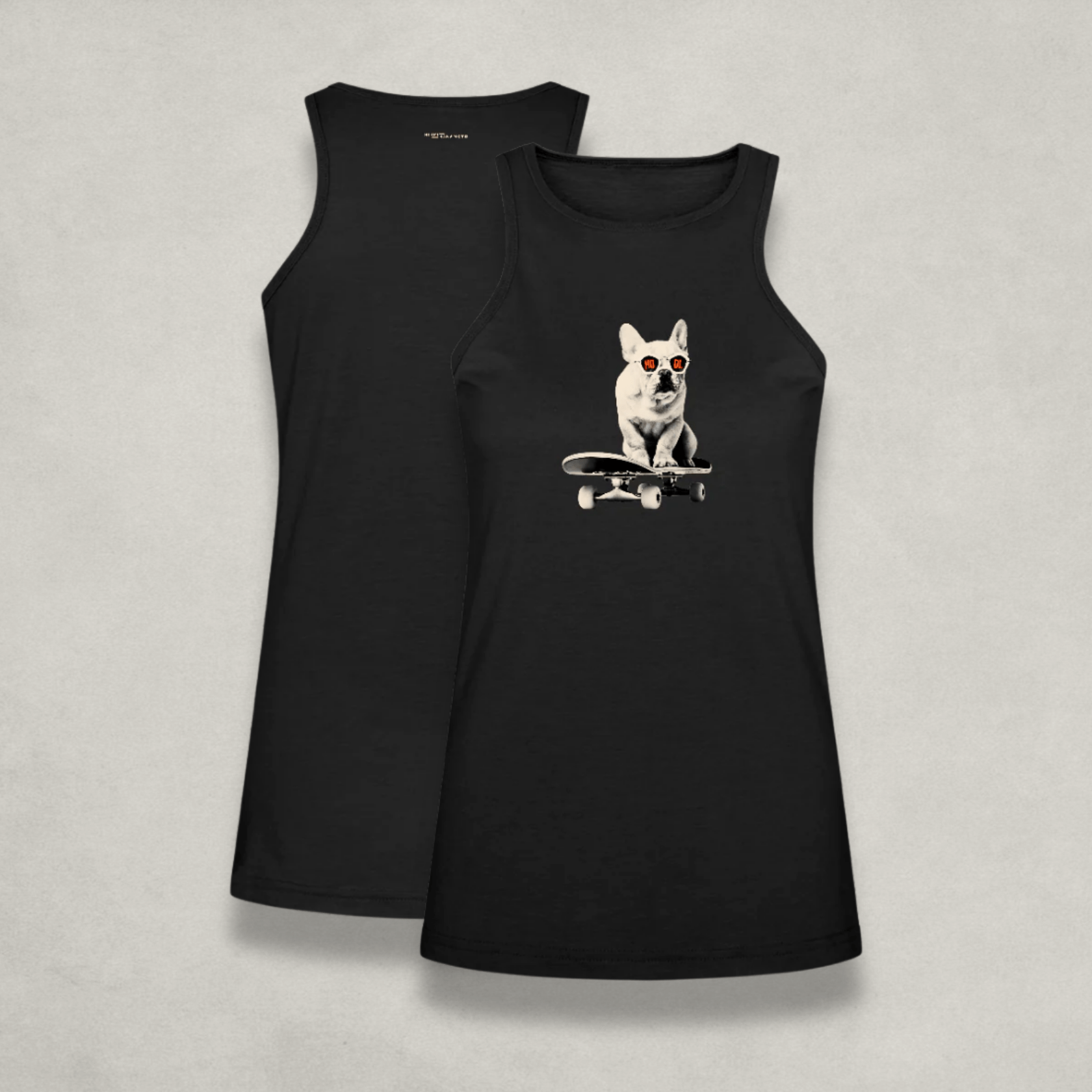 Womens HODL Dog Black Racerback Tank Top by Nikki Nakamoto Front and back view