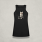 Womens HODL Dog Black Racerback Tank Top by Nikki Nakamoto Front view