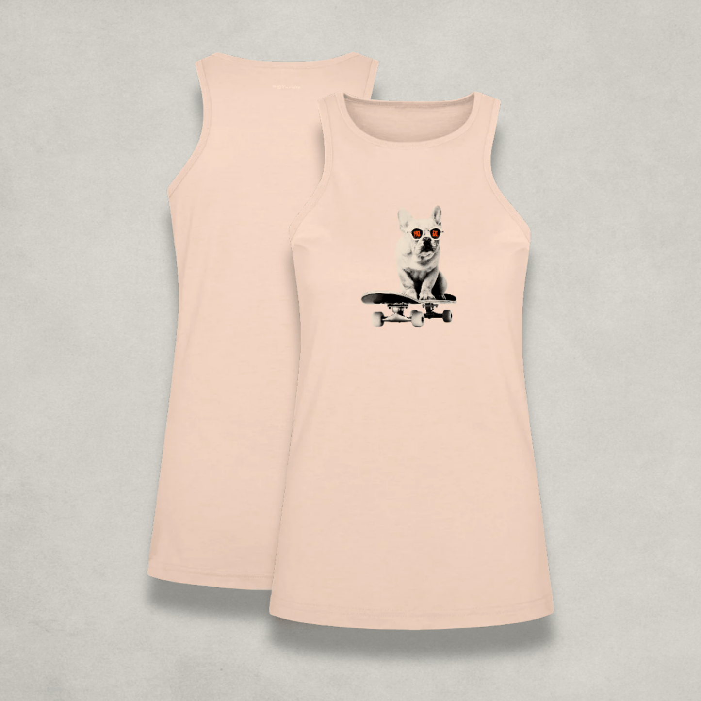 Womens HODL Dog Natural Racerback Tank Top by Nikki Nakamoto Front and back view