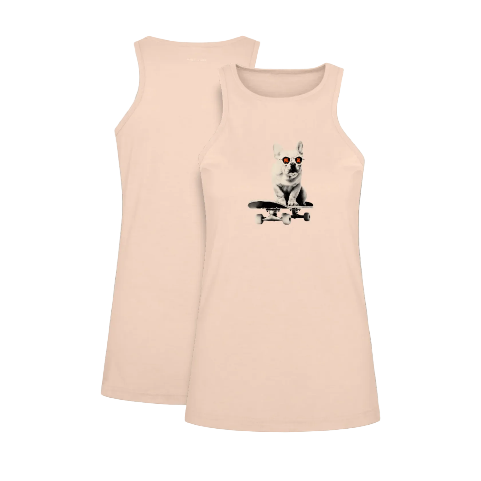 Womens HODL Dog Natural Racerback Tank Top by Nikki Nakamoto Front and back view