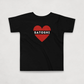 I heart satoshi black toddler bitcoin t-shirt with a red heart and white satoshi lettering by lil'B